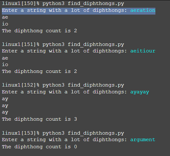 Solved Python Inputting A Word And Finding Diphthongs Chegg Com