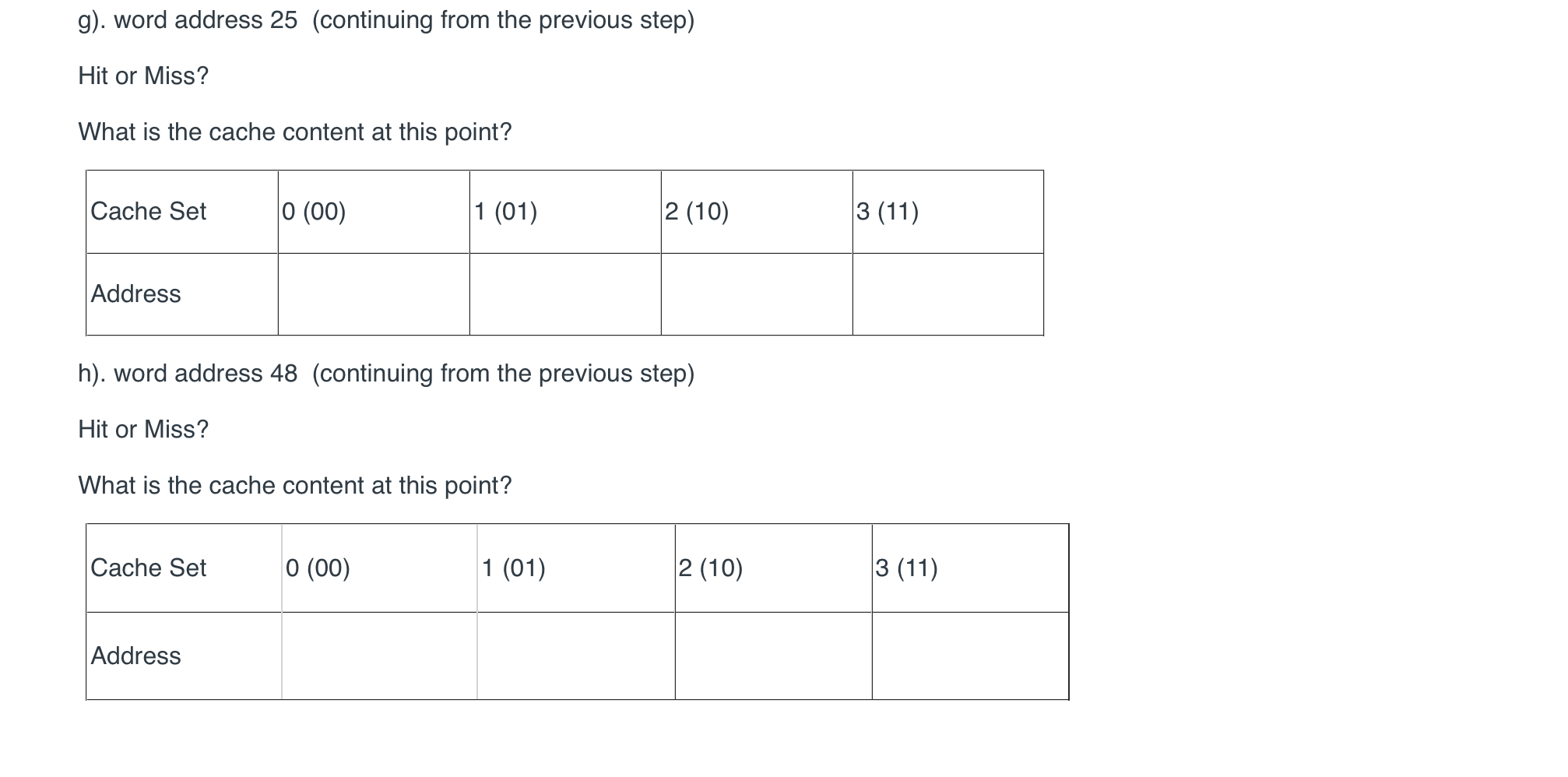 direct mapped cache example