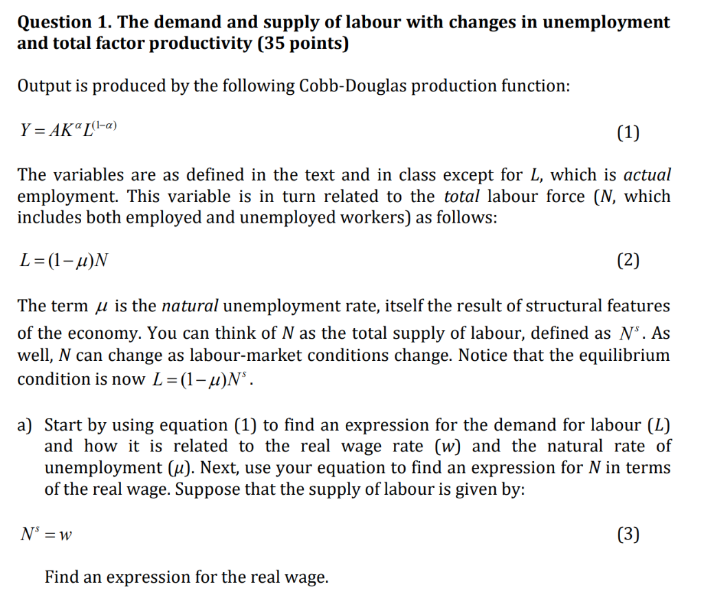 Solved Question 1 The Demand And Supply Of Labour With C Chegg Com