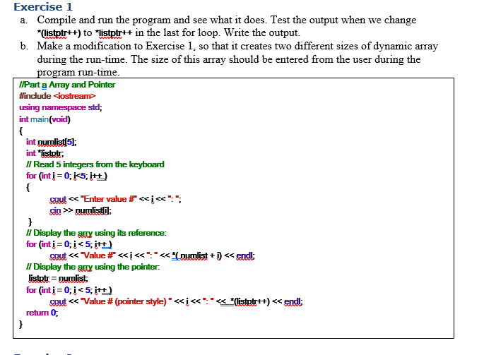 Solved Exercise 1 a. Compile and run the program and see | Chegg.com