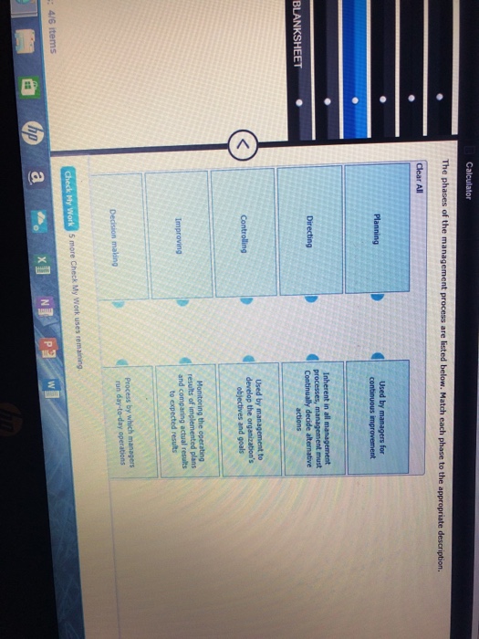 Solved Calculator The phases of the management process are | Chegg.com