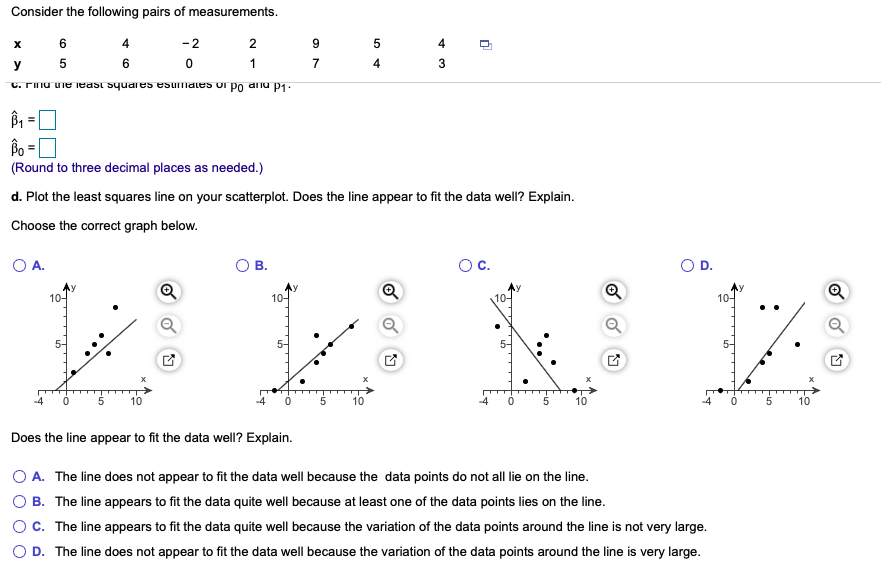 Solved Consider The Following Pairs Of Measurements X 6 4 Chegg Com