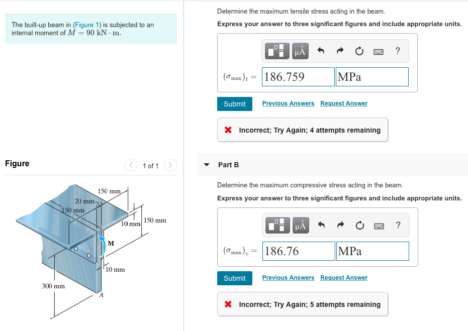 Solved Determine the maximum tensile stress acting in the | Chegg.com