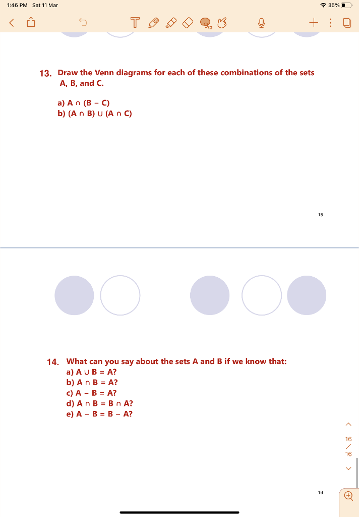 Solved 13. Draw The Venn Diagrams For Each Of These | Chegg.com