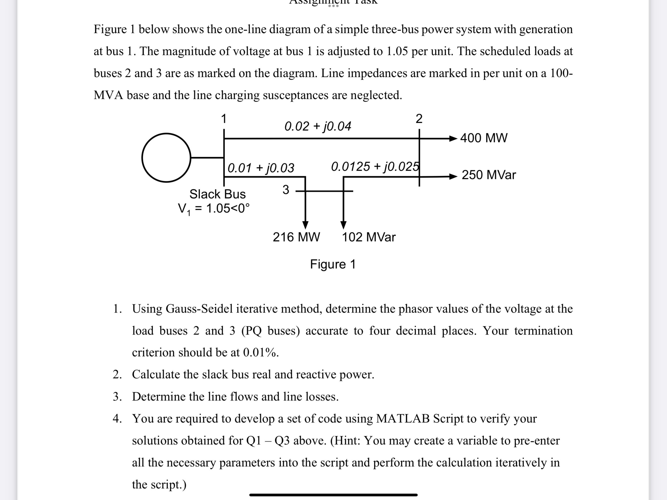 Solved Figure 1 Below Shows The One-line Diagram Of A Simple | Chegg.com