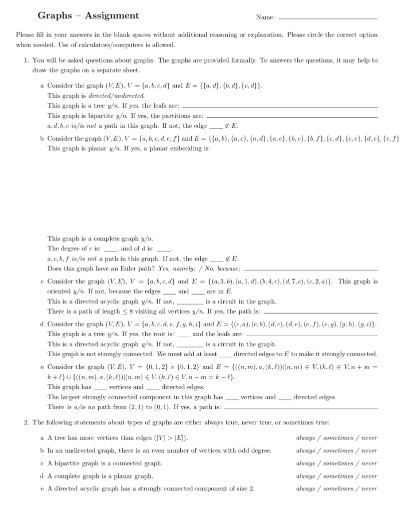 creating graphs student assignment answers