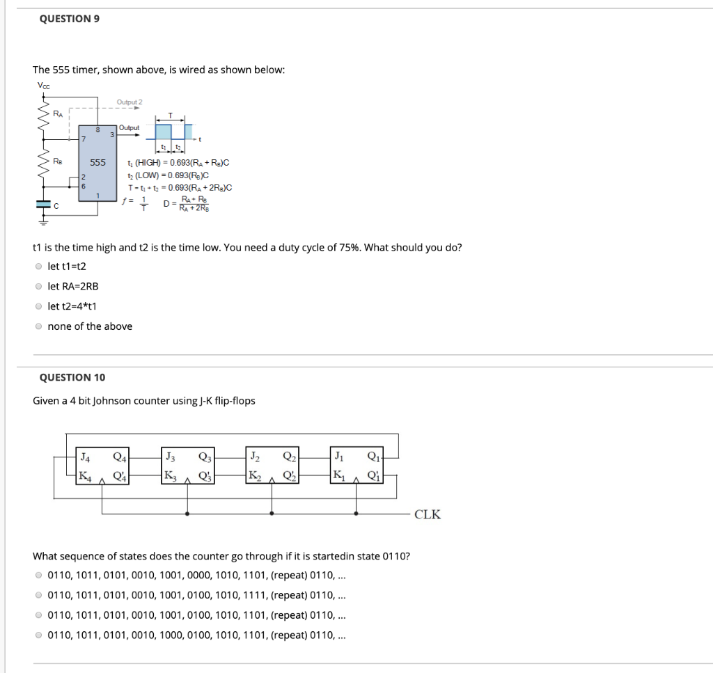 Solved QUESTION 9 The 555 timer, shown above, is wired as | Chegg.com