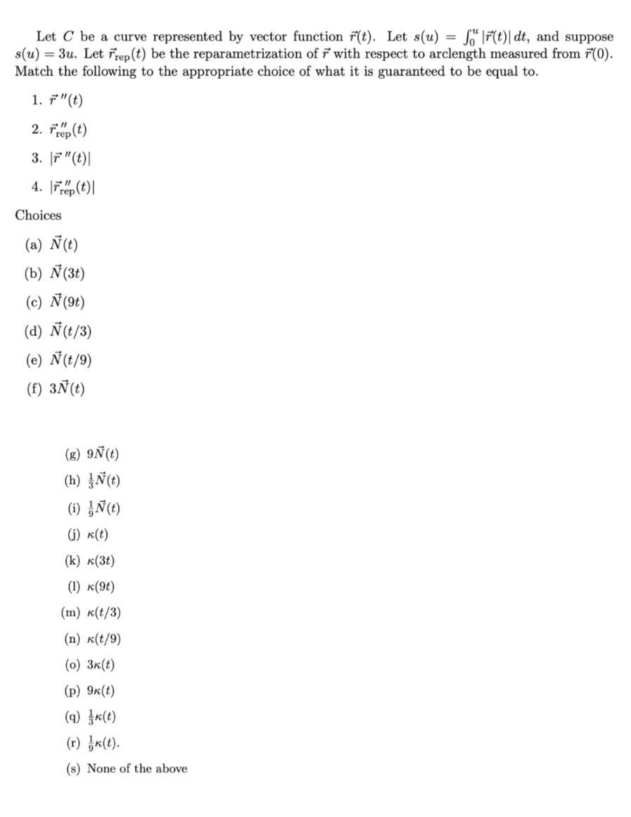 Solved Let C Be A Curve Represented By Vector Function R Chegg Com