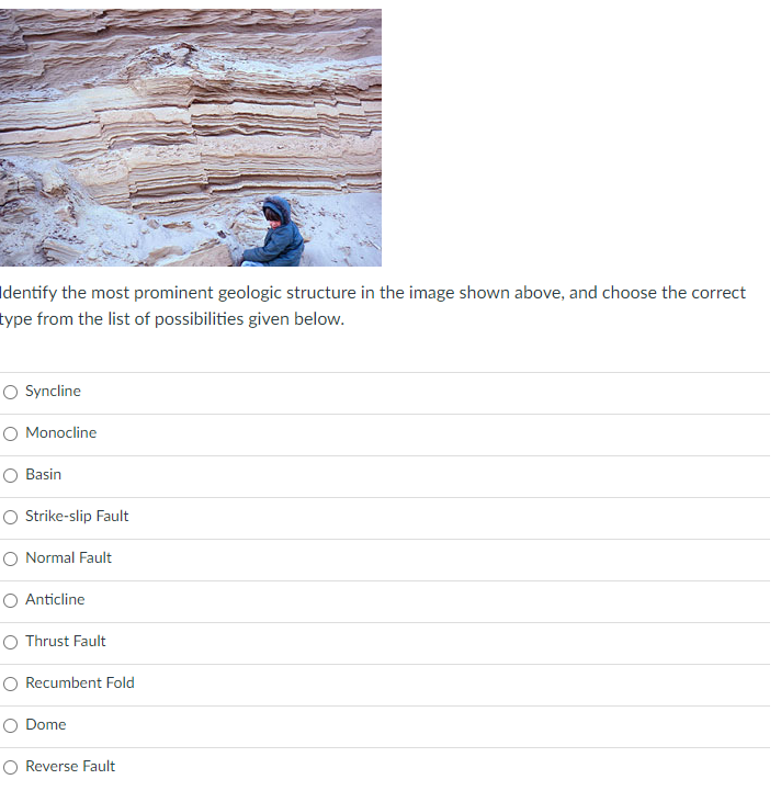 Solved Identify the most prominent geologic structure in the | Chegg.com