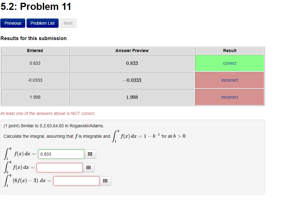 Solved 5.2: Problem 11 Previous Problem List Next Results | Chegg.com