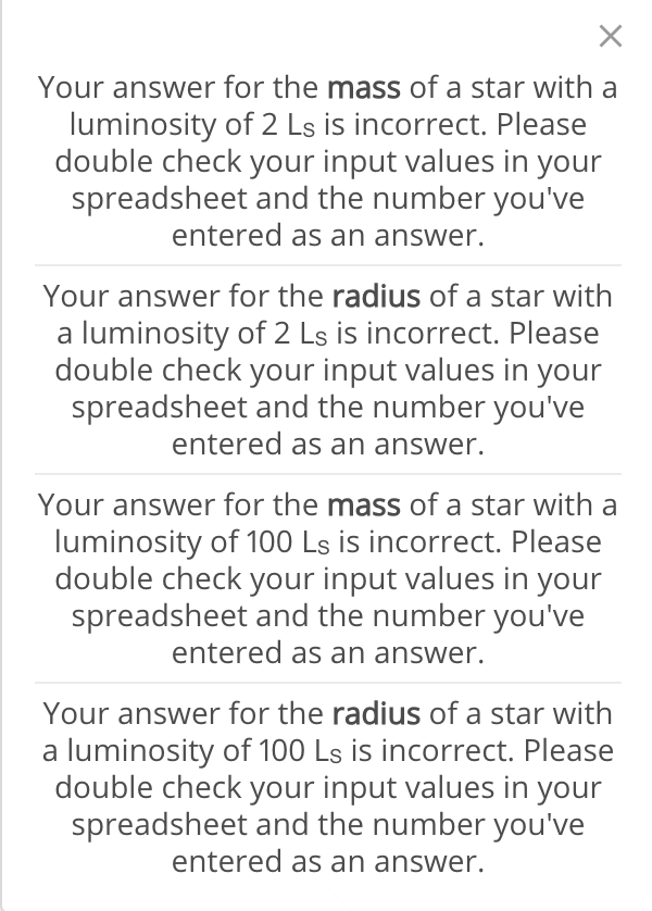 Solved Your Answer For The Mass Of A Star With A Luminosity | Chegg.com