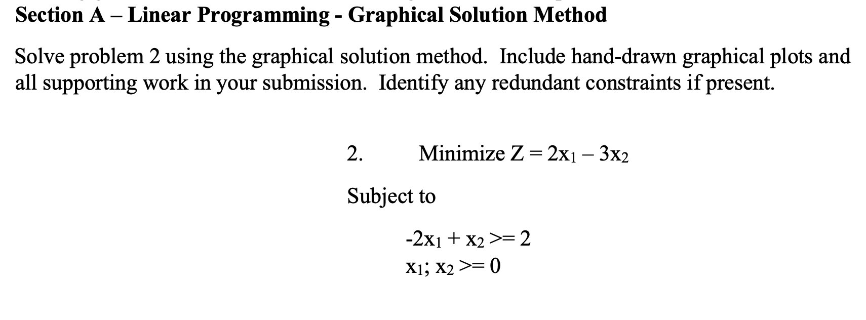 Solved Section A-Linear Programming - Graphical Solution | Chegg.com