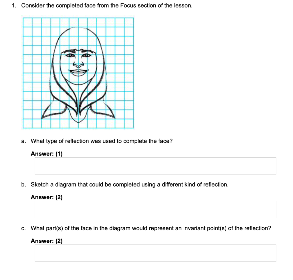 Solved 1. Consider the completed face from the Focus section | Chegg.com