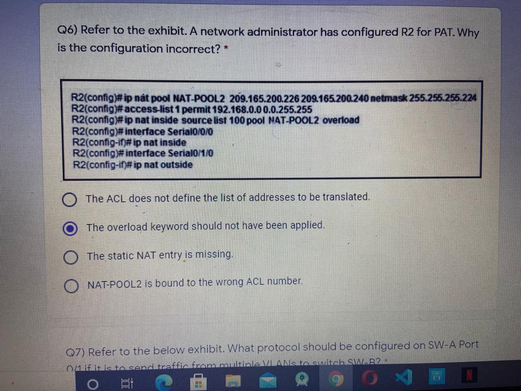 Solved Q6) Refer to the exhibit. A network administrator has | Chegg.com