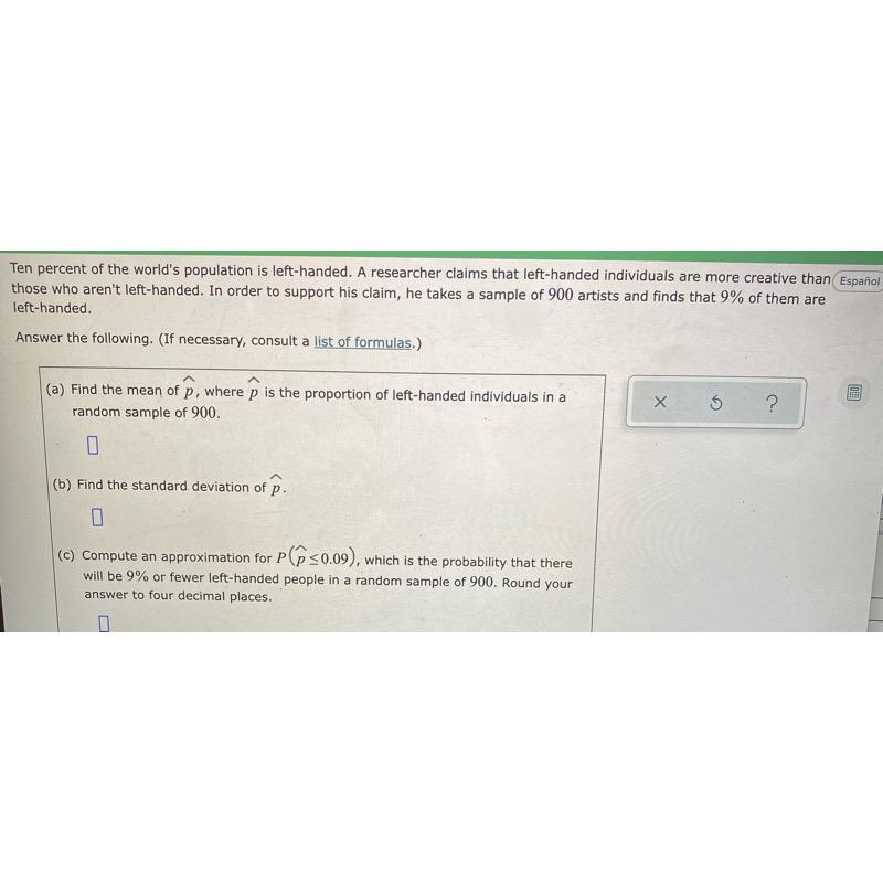 Solved Ten percent of the world's population is left-handed. | Chegg.com