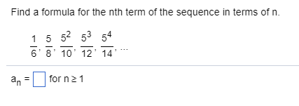 Solved Find a formula for the nth term of the sequence | Chegg.com