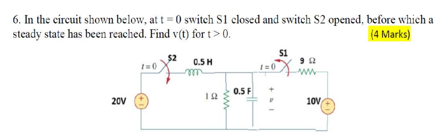 Solved In ﻿the circuit shown below, at t=0 ﻿switch S 1 | Chegg.com