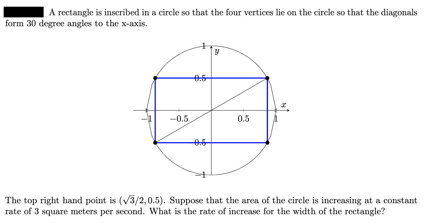 Solved A rectangle is inscribed in a circle so that the four | Chegg.com