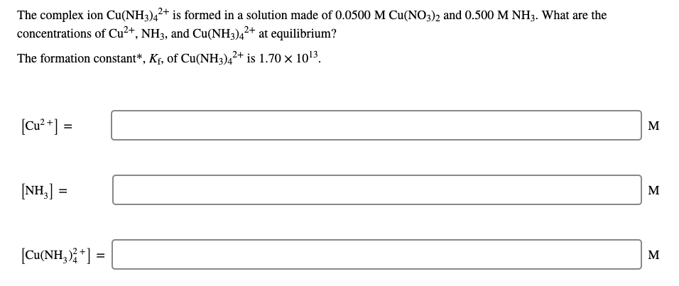 Solved The complex ion Cu(NH3)42+ is formed in a solution | Chegg.com