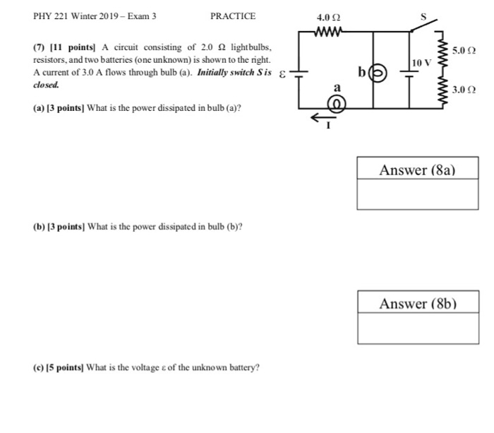 Solved PHY 221 Winter 2019-Exam 3 PRACTICE 4.0 2 (7) 111 | Chegg.com