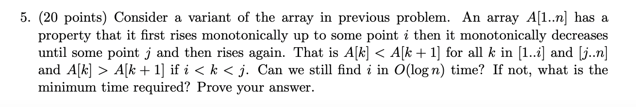 Solved 5. (20 points) Consider a variant of the array in | Chegg.com
