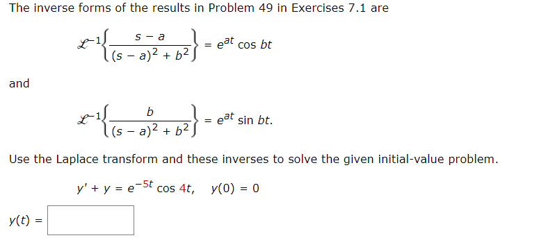 Solved The inverse forms of the results in Problem 49 in | Chegg.com