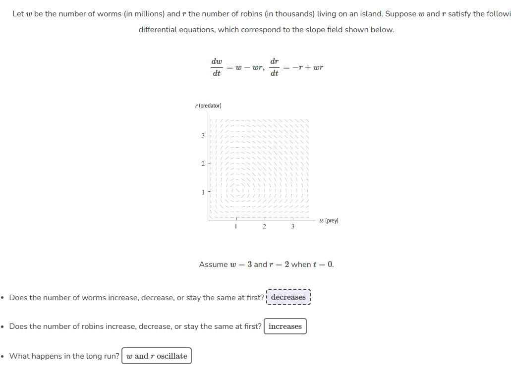 Solved Let w be the number of worms (in millions) and r the | Chegg.com