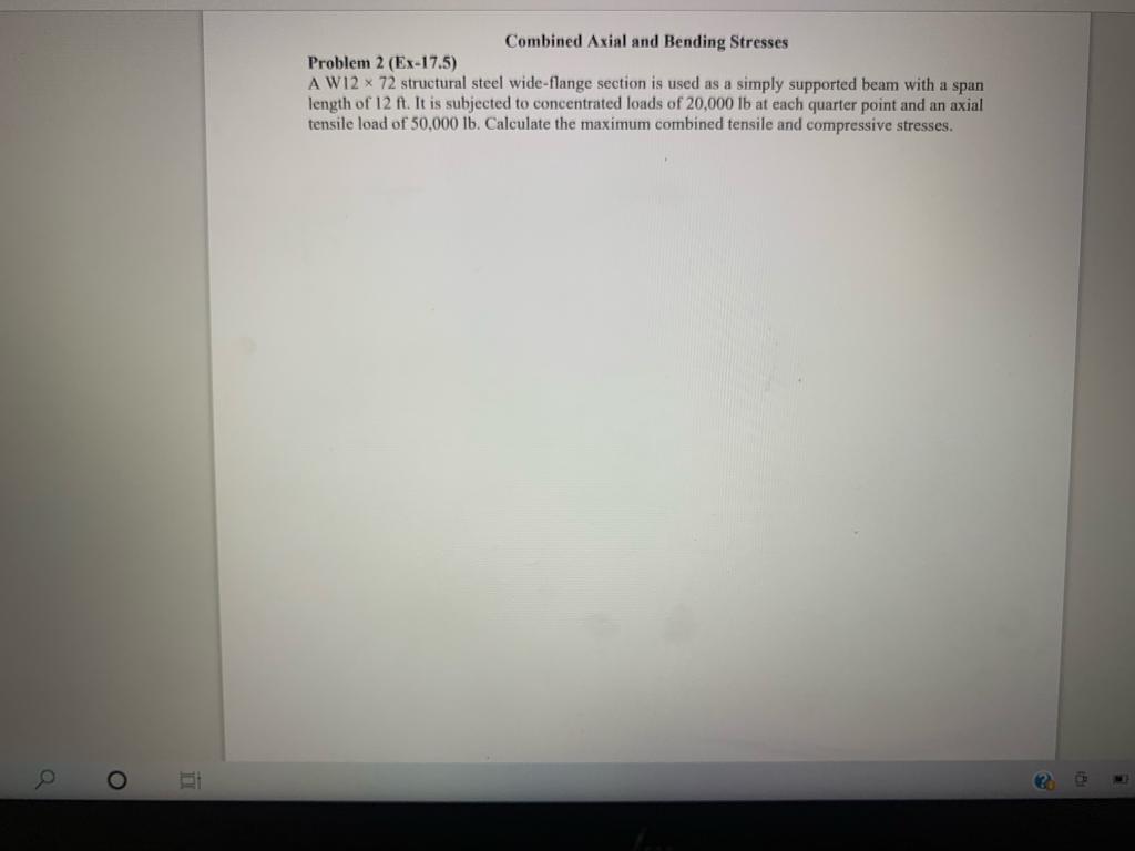 Solved Combined Axial and Bending Stresses Problem 2 | Chegg.com