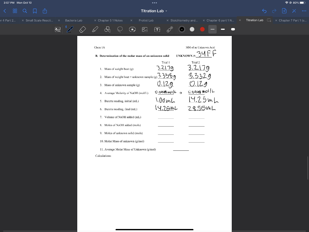 Solved 7. Volume of NaOH added (mL) 8. Moles ol NaOH added | Chegg.com