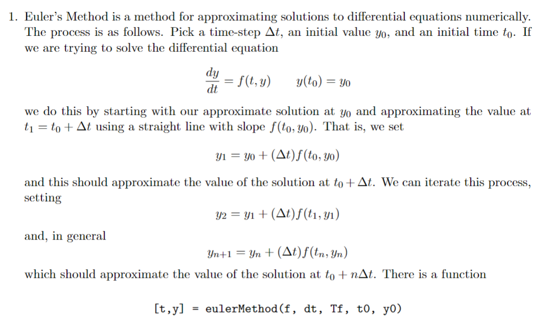 Solved Euler's Method Is A Method For Approximating | Chegg.com