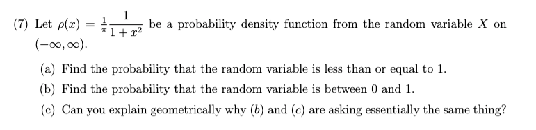 Solved 1 (7) Let p(x) be a probability density function from | Chegg.com