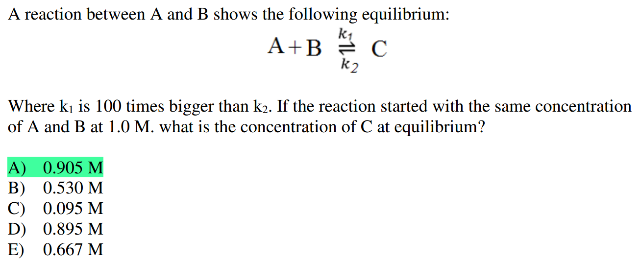 Solved A reaction between A and B shows the following | Chegg.com