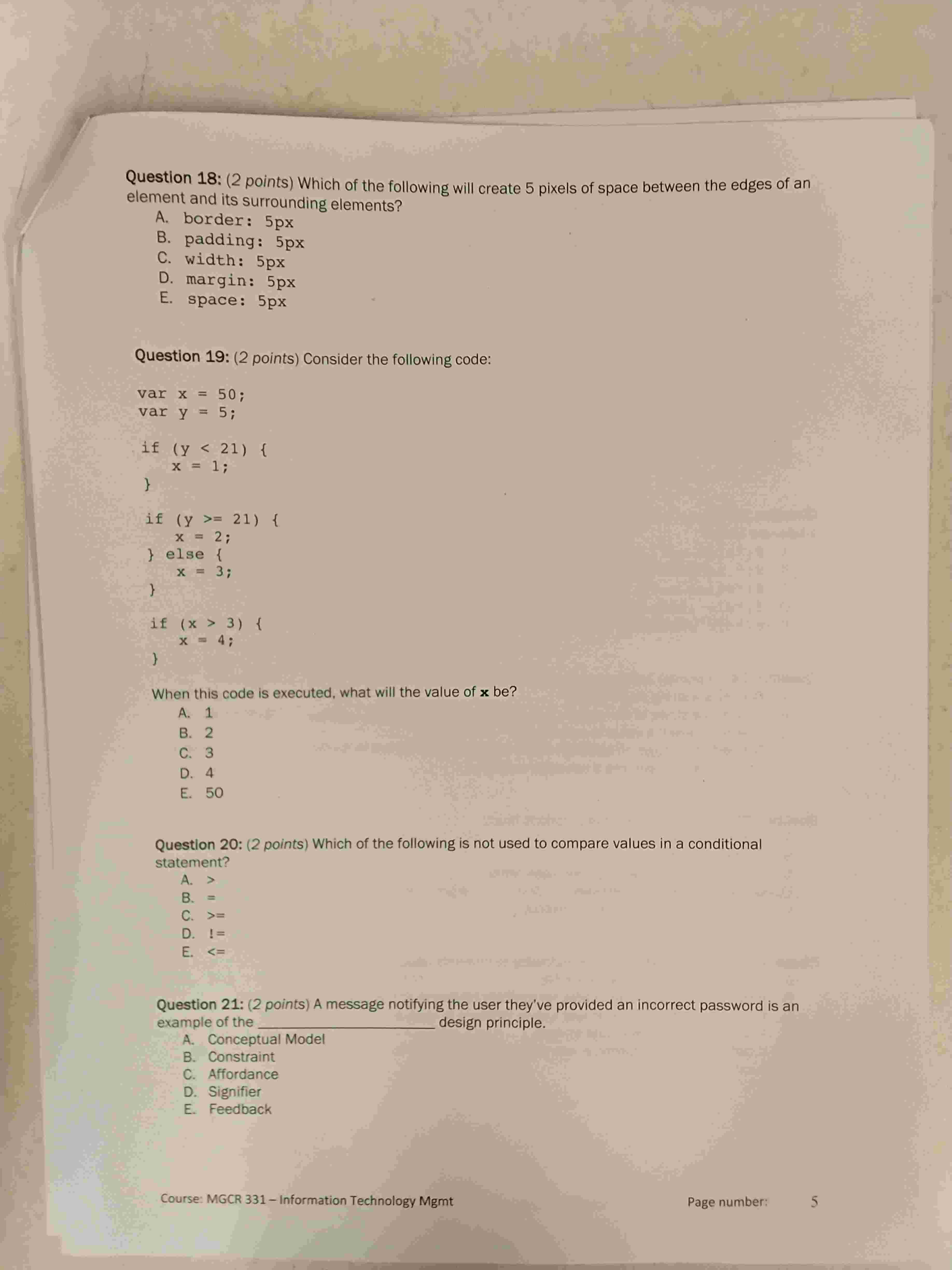 Solved Question 18: (2 ﻿points) ﻿Which of the following will | Chegg.com