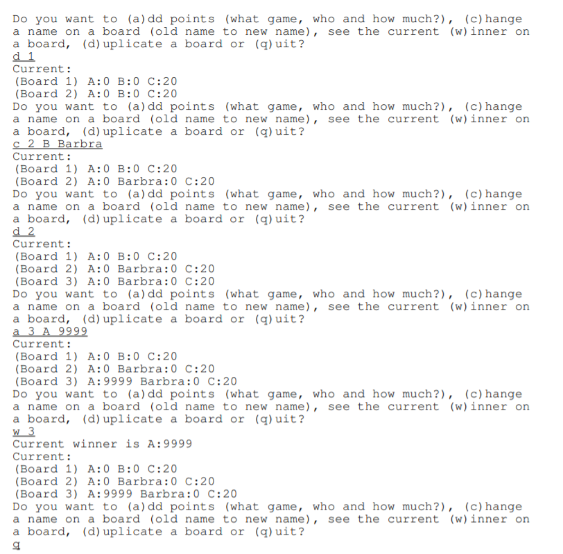 Solved Problem B: More point-keeping (20 points) Extend the | Chegg.com