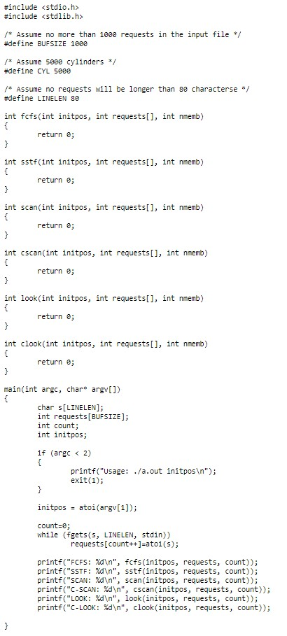 Complete the following C program about disk | Chegg.com