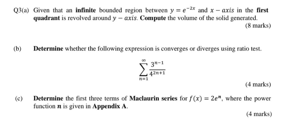 Solved Q3(a) Given that an infinite bounded region between y | Chegg.com