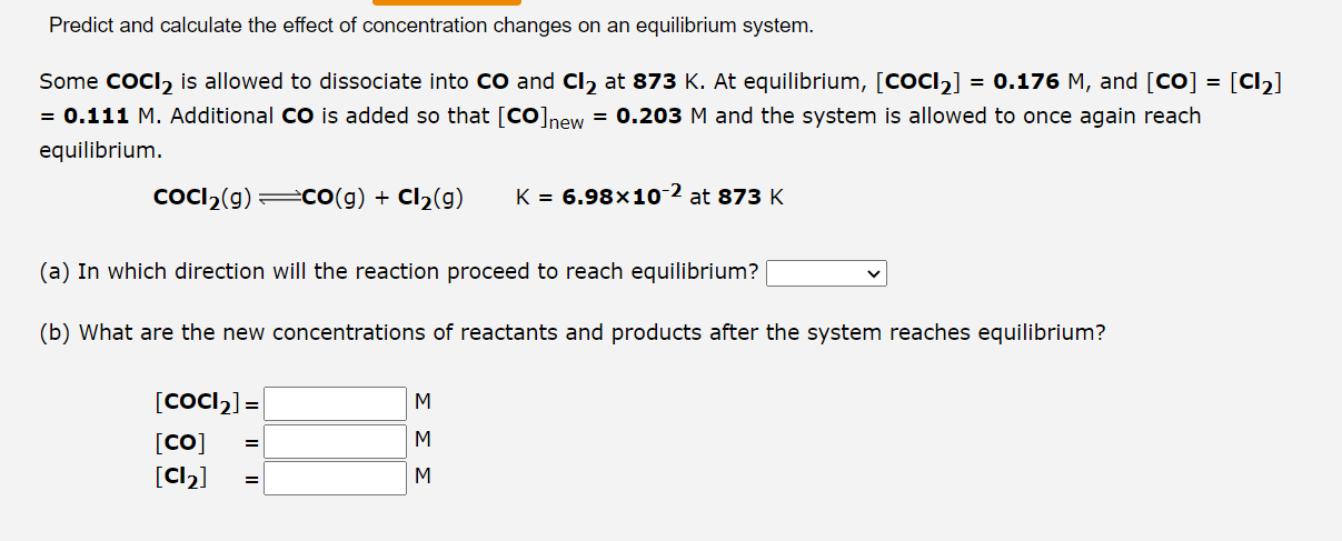 Solved Predict and calculate the effect of concentration | Chegg.com