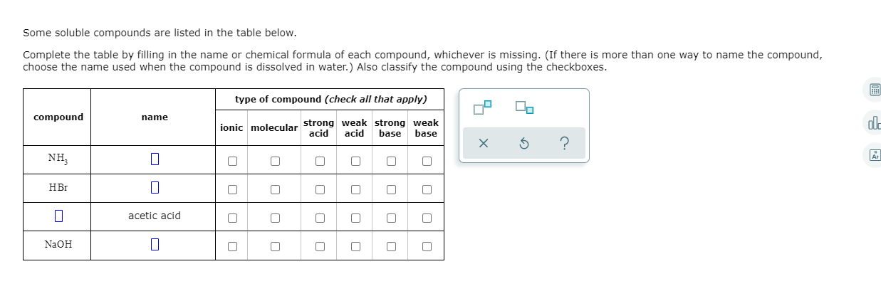 Solved Some Soluble Compounds Are Listed In The Table Below. | Chegg.com