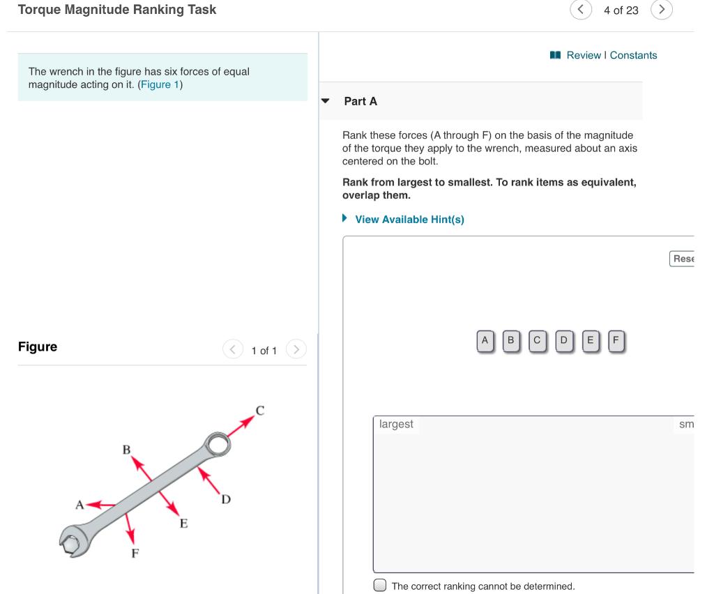 Solved Torque Magnitude Ranking Task 4 of 23 A Review 1 | Chegg.com