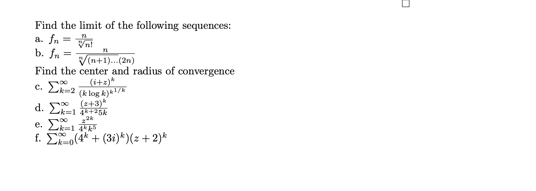Solved O N Find The Limit Of The Following Sequences A Chegg Com