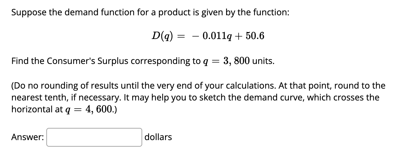 Solved Suppose the demand function for a product is given by | Chegg.com