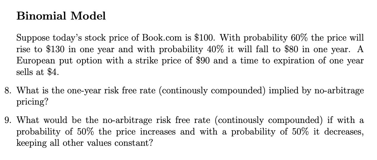 Solved Binomial Model Suppose today's stock price of | Chegg.com