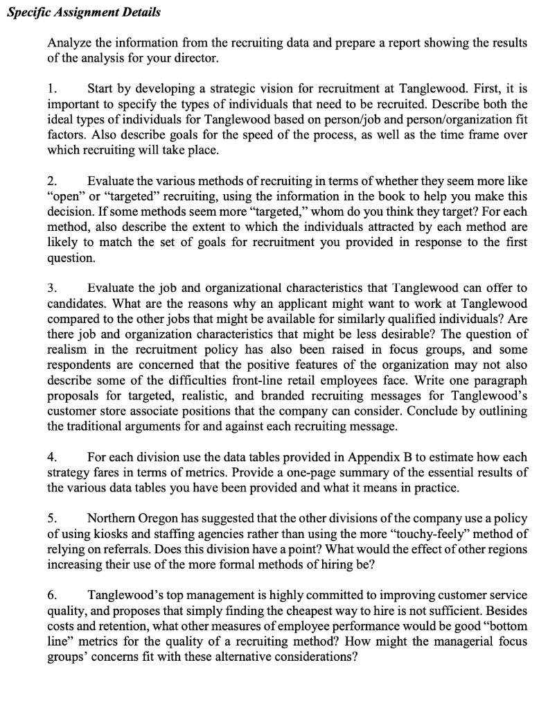 Solved Read Case #3 in the Tanglewood Stores Casebook. | Chegg.com