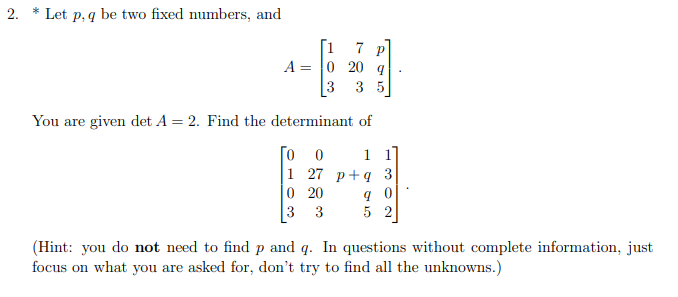 Solved 2. * Let p,q be two fixed numbers, and | Chegg.com