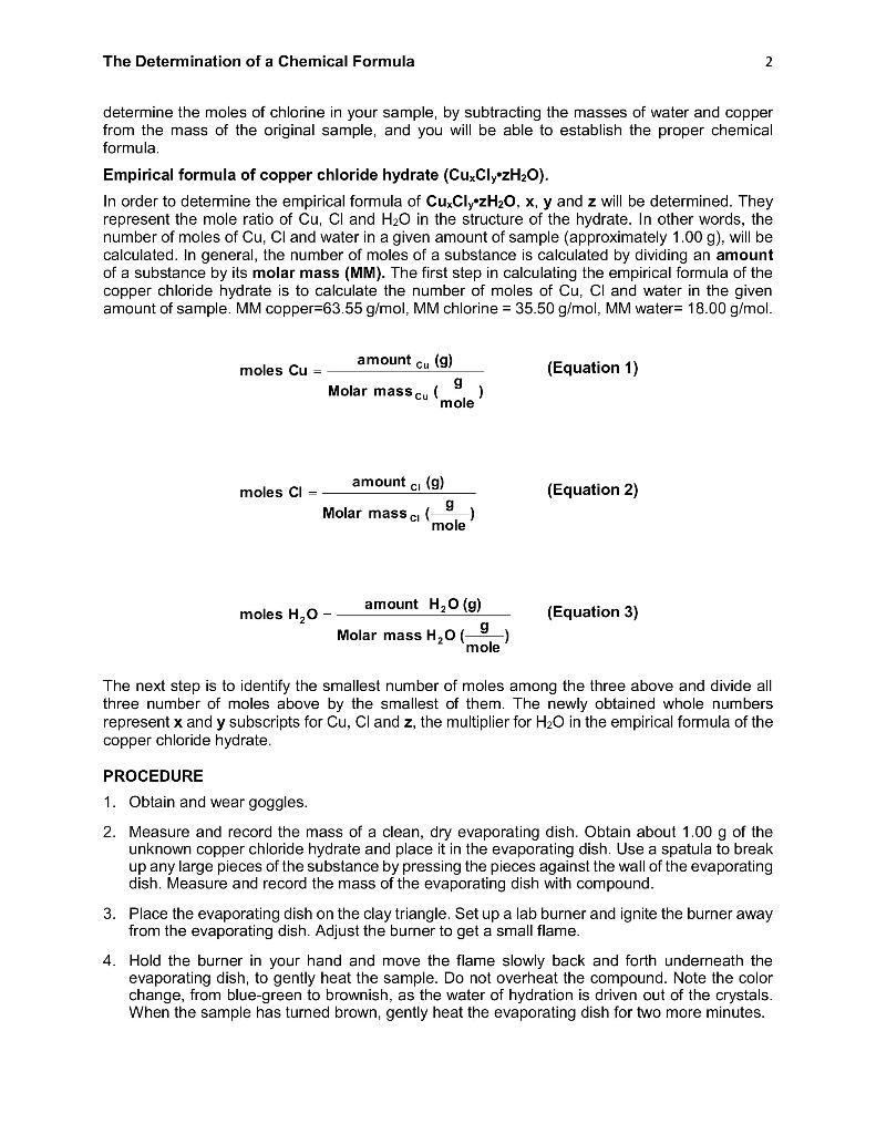 Chemical formula lab experiment 