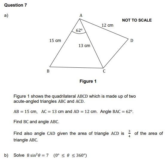 Solved Figure 1 shows the quadrilateral ABCD which is made | Chegg.com