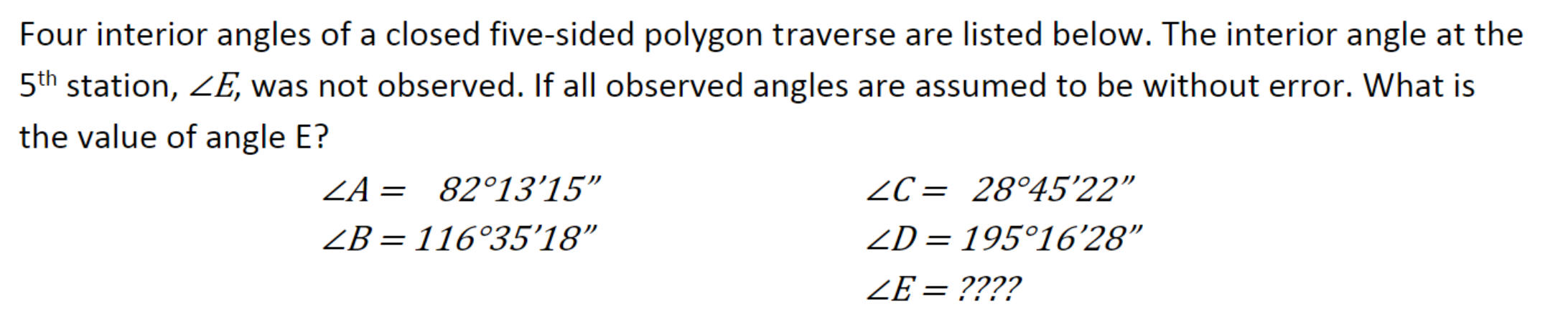 Solved Four interior angles of a closed five-sided polygon | Chegg.com