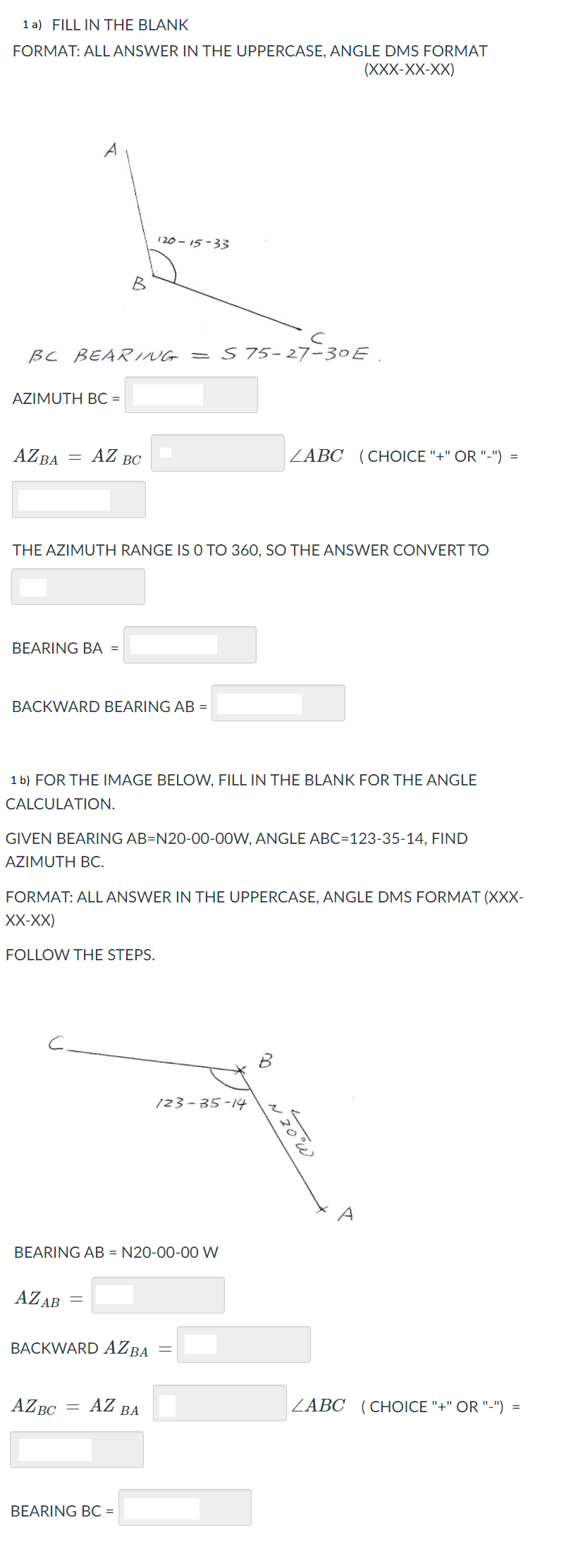 Solved 1 a) FILL IN THE BLANK FORMAT: ALL ANSWER IN THE | Chegg.com