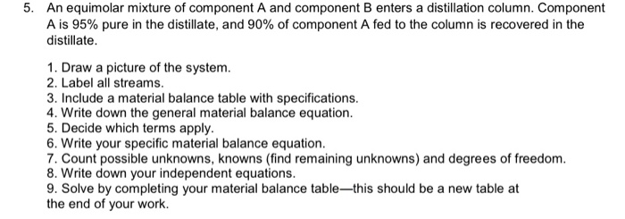 Solved 5. An equimolar mixture of component A and component | Chegg.com