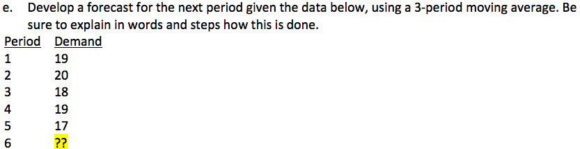 Solved Develop a forecast for the next period given the data | Chegg.com